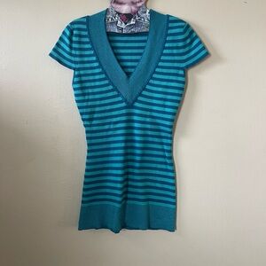 Y2K rue 21 Striped Teal and Blue Knit top
